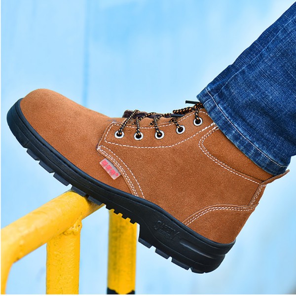 Fleece Warm Lining Anti-Smashing Steel Toe Electric Welding Work Boots Safety Shoes