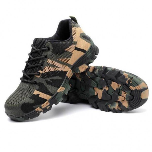 Indestructible Military Camouflage Battlefield Shoes Steel Toe Work Safety Shoes - Camouflage Green