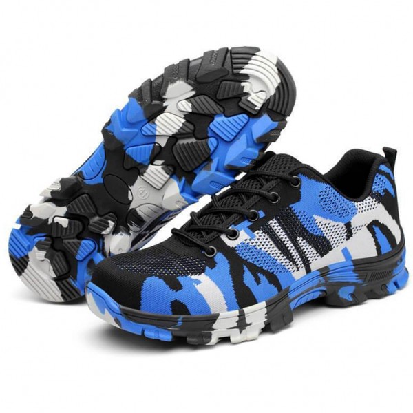 Indestructible Military Camouflage Battlefield Shoes Steel Toe Work Safety Shoes - Camouflage Blue