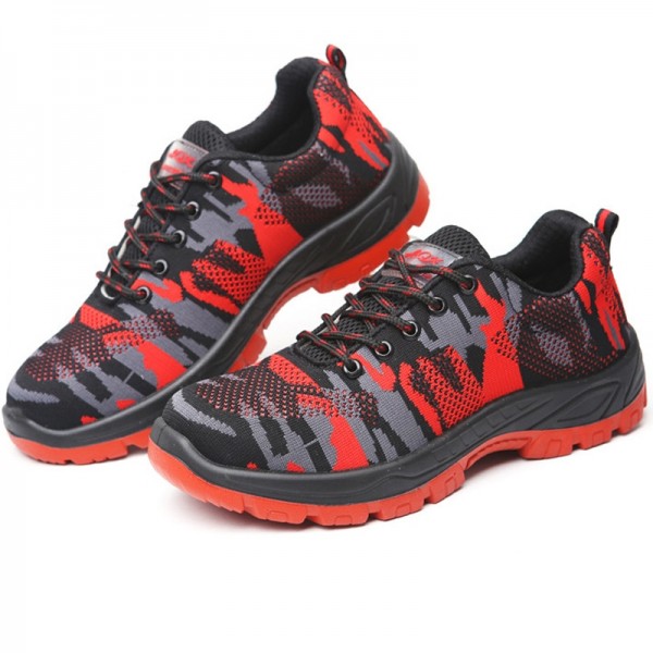 Indestructible Military Camouflage Battlefield Shoes Steel Toe Work Safety Shoes - Camouflage Red