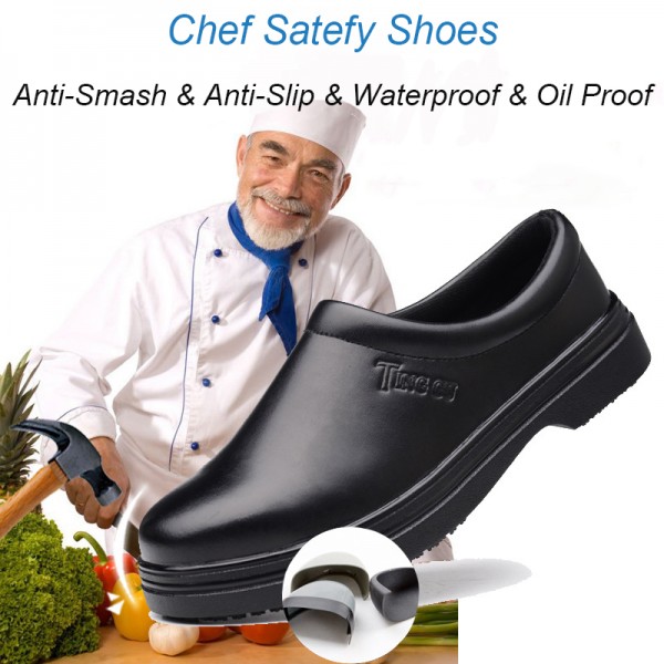Anti-Smashing Steel Toe Anti-Slip Water Oil Proof Chef Work Safety Shoes