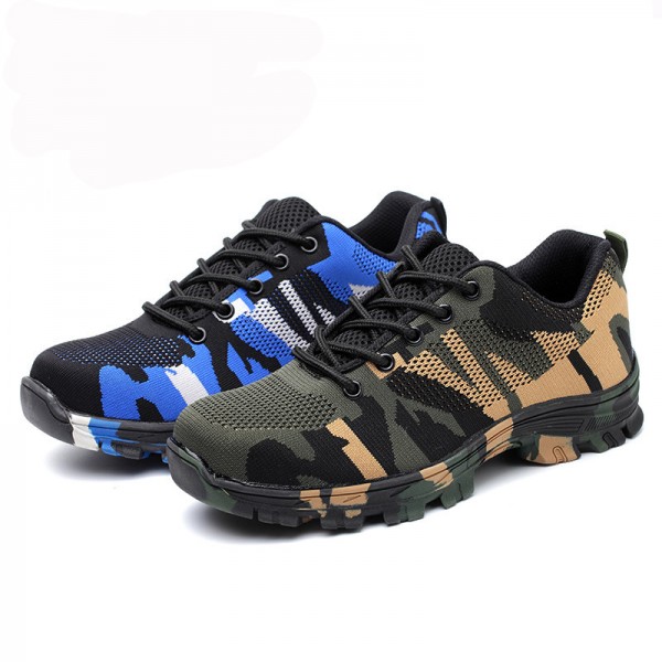 Camouflage Anti-Smashing Anti-Puncture Steel Toe Work Safety Shoes