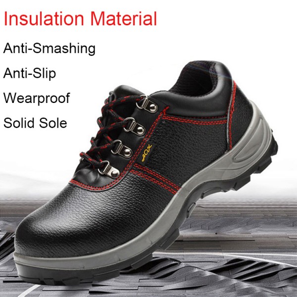 Insulating 6KV Sole Anti-Smashing Steel Toe Work Safety Shoes Black