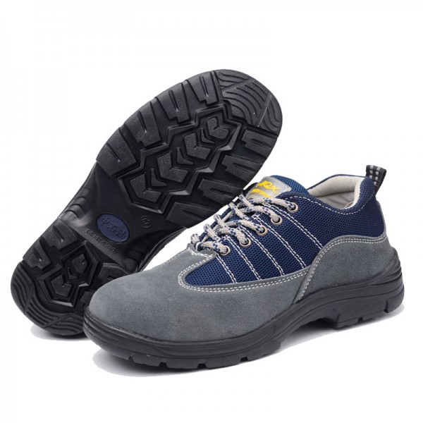 Suede Calfskin Upper Puncture Proof Anti-Smashing Steel Toe Work Safety Shoes