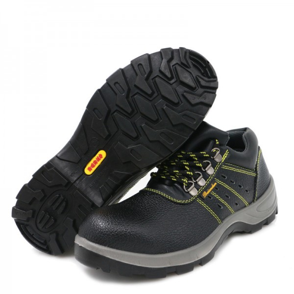 Deodorant Ventilate Hole Anti-Smashing Steel Toe Work Safety Shoes Black