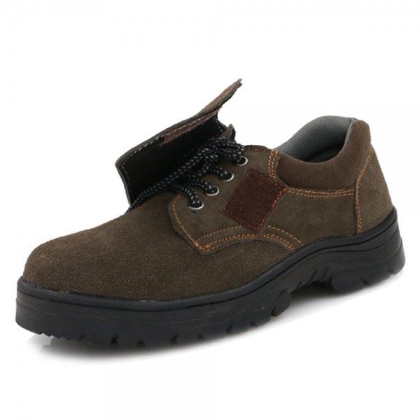 Splash Proof Suede Upper Anti-Smashing Steel Toe Work Safety Shoes