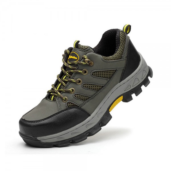 Microfiber Leather Wearproof Rubber Sole Puncture Proof Anti-Smashing Steel Toe Work Safety Shoes