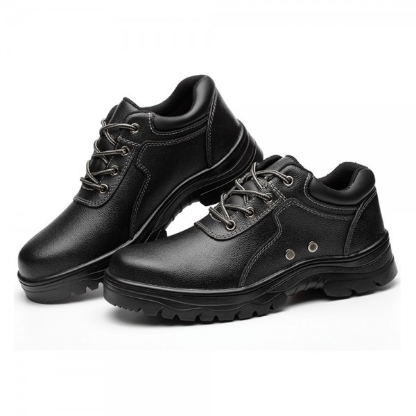 Anti-Slip Rubber Sole Leather Upper Puncture Proof Anti-Smashing Steel Toe Work Safety Shoes